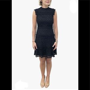 Julia Jordan Sleeveless Lace Mock Neck A- Line Dress in Black size 14